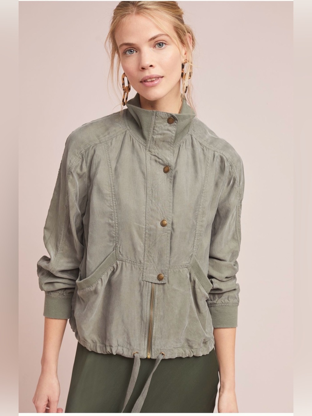 Anthropologie Marrakech draped jacket in dusty moss (1 XL)